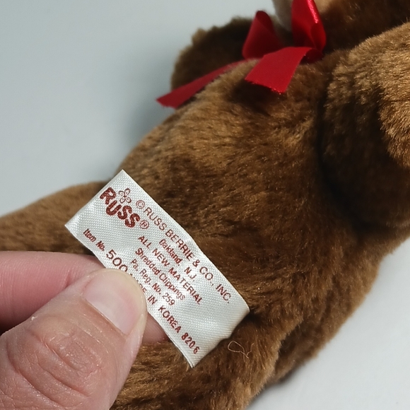 Russ Berrie and Company Vintage  1979  Teddy Bear Plush Stuffed Animal Red Bow - Picture 5 of 7